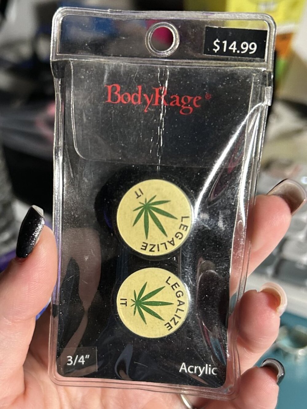 Body Rage Spencer's Legalize It Pot Leaf Acrylic Plugs 3/4" Gauges NWT